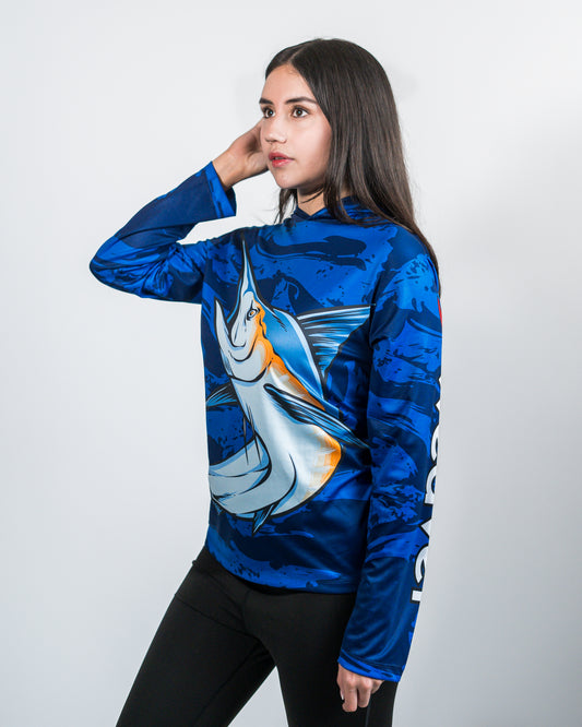 Blue Marlin Hooded Performance Shirt